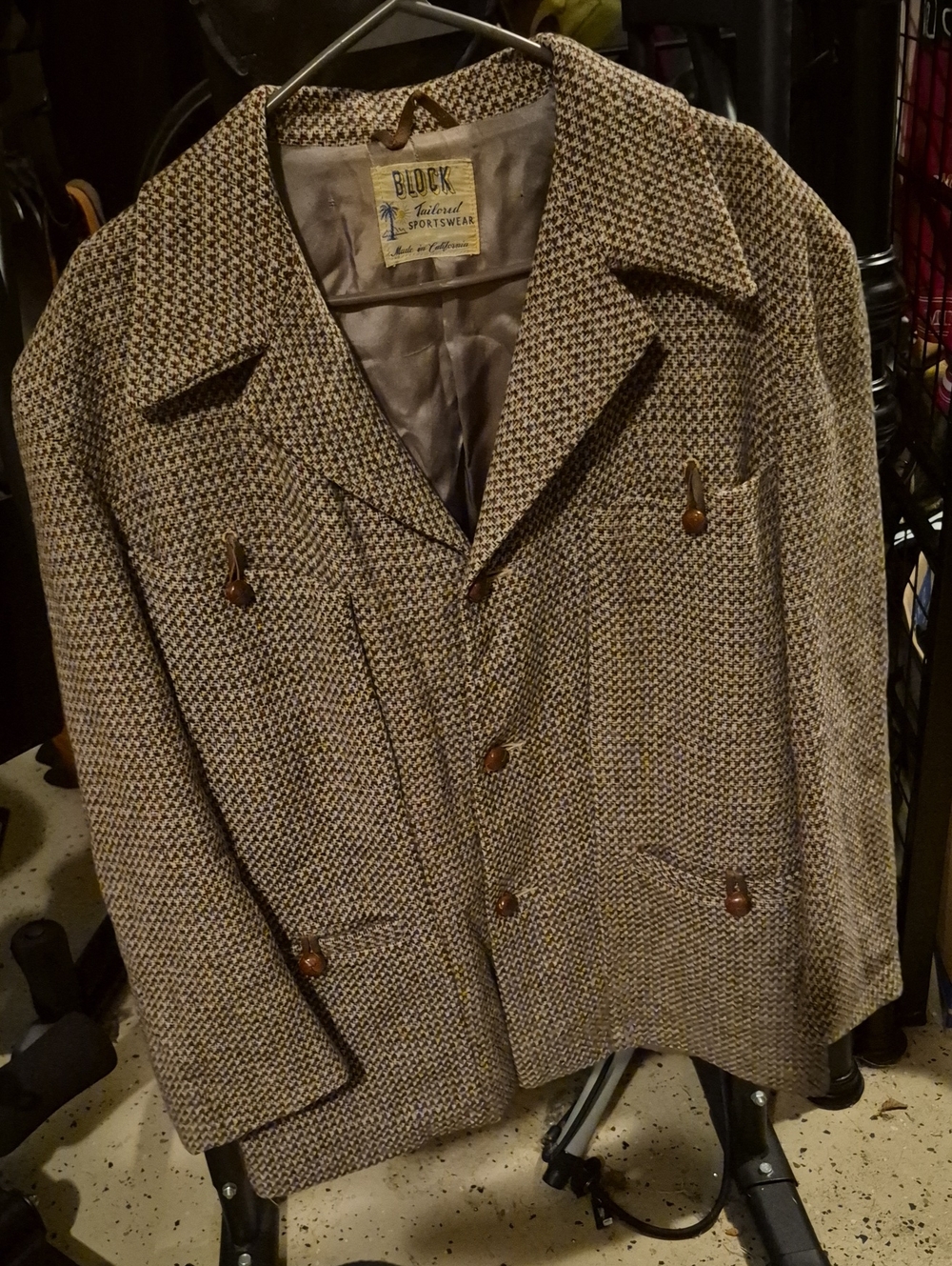 Vintage Houndstooth Men's Sportswear Jacket - Brown/Gray
